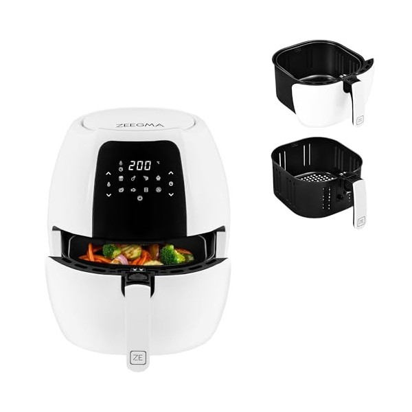 ZEEGMA Knapper Grand friteuse sans huile 1800 W, plage de températures 60-200°C, temps de chauffe 60s, grande capacité du pan