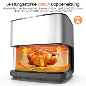 Iceagle Air Fryer 9L XXL - 2000W Friteuse Sans Huile Double Résistance | Friteuse à Air avec Fenêtre, 12 en 1, Fonction DIY, 
