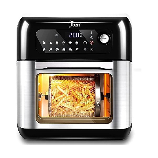 Uten Friteuses à Air Double Zone, 8 L Friteuse Sans Huile avec Fenêtre visualisation, 2 Tapis en Silicone, 114 Recettes, 8 en