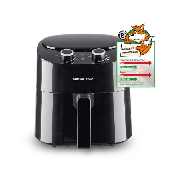 GOURMETmaxx Friteuse numérique à air chaud 4 litres, Airfryer avec minuterie et écran tactile, friteuse avec fonctions et pro