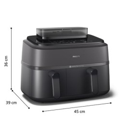 Philips Airfryer Série 5000 double panier avec cuisson vapeur - 9L, RapidAir Plus, 19 modes de cuisson, 90% de matières grass
