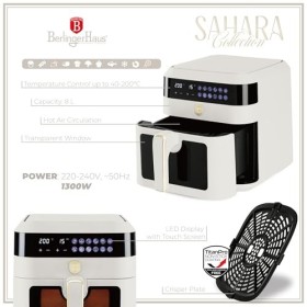 Berlinger Haus Air fryer - Friteuse numérique à air chaud - 6,3 l - Four avec 8 fonctions de cuisson automatique - Écran tact