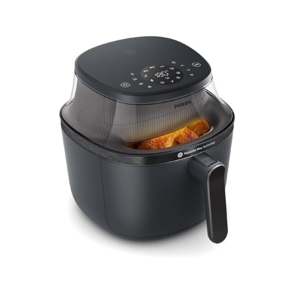 Versuni Airfryer Série 3000 6,2 L, fenêtre de cuisson, friteuse 16 en 1, technologie RapidAir Plus, élimination des graisses,