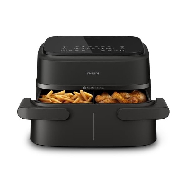Airfryer Philips Série 1000 Double Tiroir avec Séparateur Amovible - 7,1L, Technologie RapidAir, 10 Modes de Cuisson, 90% de 