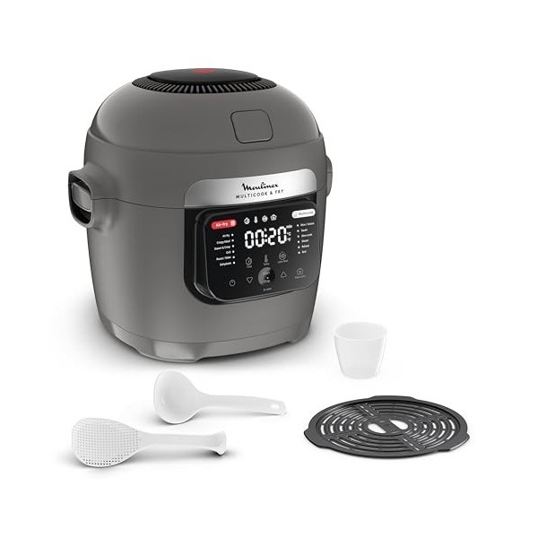 Moulinex Multicook & Fry, multicuiseur et air fryer intégré, 12programmes, Cuisson sur 2 niveaux, Départ différé, Capacité 6L