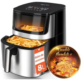 Taylor Swoden Friteuse sans Huile 8L, Dual Blaze Air Fryer XXL 2000W Avec Fenêtre Visible, 10 Programmes, 3 Modes, Températur