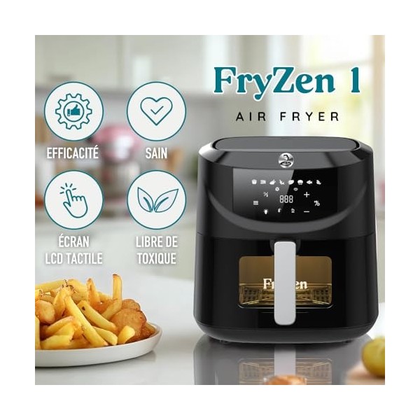 Juanita Fryzen1 Air Fryer 7.6L, AirFryer 2000W, Friteuse à Air 8 Programmes, Freituse Sans Huile avec Écran Tactile LED, Pani