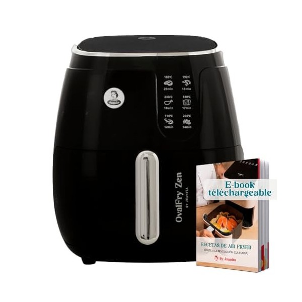 Juanita Ovalfry Air Fryer 6L, AirFryer 1700W, Friteuse Air Fryer avec 8 Programmes, Freituse Sans Huile avec Écran Tactile LE