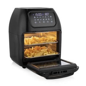 Tristar Mini four & Friteuse à air chaud, 2-en-1 - Airfryer, sans BPA, 12 L, 12 programmes, Hublot, 1800 W, FR-9065, Noir
