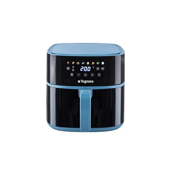 Tognana Iridea, Friteuse à air 8 L, Plastique-Acier Inoxydable, Bleu Sucre