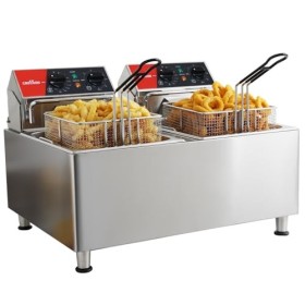 crosson Friteuse électrique CROSSON 16 L à double réservoir avec tête de friteuse rotative, minuterie de 30 minutes, thermost
