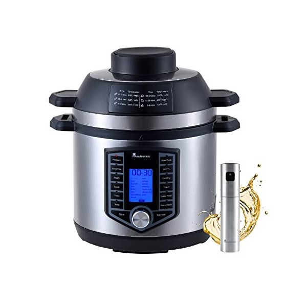 MasterPro FryCook | Kit Friteuse sans huile et auto-cuiseur 1500W et 6L avec Spray à huile | Avec 44 fonctions automatiques |
