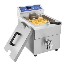 Royal Catering Friteuse à Induction Electrique Professionnelle RCEF 08E-Ego 10L, 3.500W, 60-190°C, avec Robinet de vidange, 