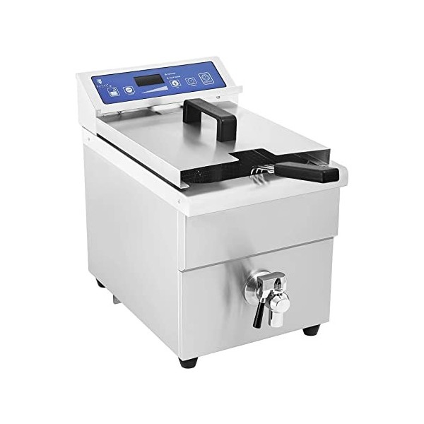 Royal Catering Friteuse à Induction Electrique Professionnelle RCEF 08E-Ego 10L, 3.500W, 60-190°C, avec Robinet de vidange, 