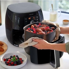 PHILIPS Airfryer Premium XXL, 7.3L 1.4kg , 90% de Graisse en Moins grâce à la Technologie Rapid Air, Application de Recette 