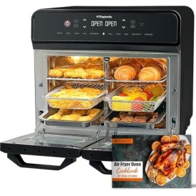 HYSapientia 22L friteuse à air chaud 2 chambres, mini-four à convection,écran tactile LED, 10 programmes friteuse sans huile 