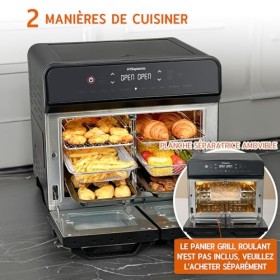 HYSapientia 22L friteuse à air chaud 2 chambres, mini-four à convection,écran tactile LED, 10 programmes friteuse sans huile 