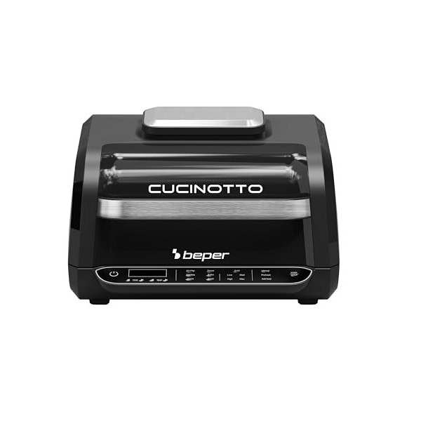 BEPER P101FRI080 CUCINOTTO Robot à Air Chaud Multifonctions avec 8 Programmes - Friteuse, Gril sans Fumée, Four, Plaque de Cu