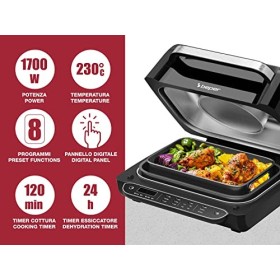 BEPER P101FRI080 CUCINOTTO Robot à Air Chaud Multifonctions avec 8 Programmes - Friteuse, Gril sans Fumée, Four, Plaque de Cu