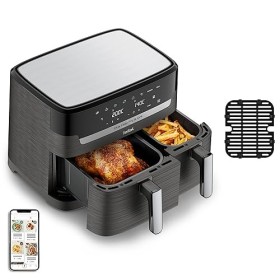 Tefal EY905B Easy Fry & Grill Dual 8.3L XXL Friteuse à air chaud avec double tiroir noir, friteuse à air combinée et grill, é