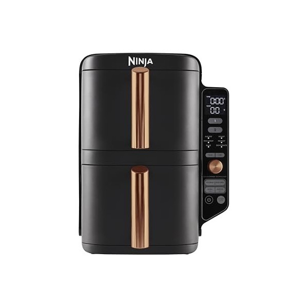 NINJA Double Stack XL Air Fryer, Friteuse sans huile Verticale Double Tiroir 4 Niveaux de Cuisson, 2 Tiroirs, 2 Grilles, Capa
