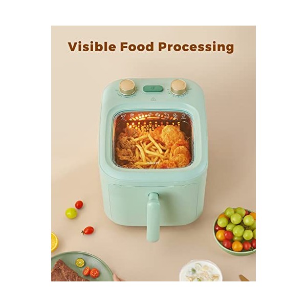 TOKIT Air Fryer Friteuse Sans Huile 5L- Friteuse à Air Chaud Electrique avec Fenêtre Visuell en Plein NFC Recettes en Ligne P