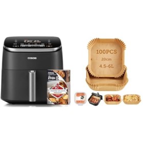 COSORIAir Fryer TurboBlaze 6L with 100 de Papiers de Cuisson 20cm