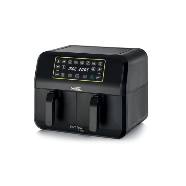 Ariete 4623 Airy Fryer Dual Friteuse à air avec double panier, 1700 W, capacité 8 L, 3 fonctions de cuisson, panneau numériqu