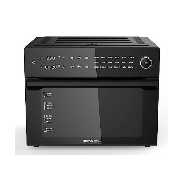 Melchioni Family | Heißluftfritteuse mit 30 Liter Kapazität BENEDETTA, Digitales Display, Dual Cook Funktion, Air Fryer mit 1