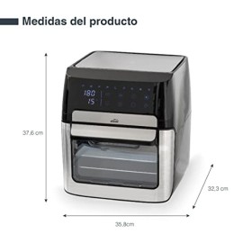 Lacor - 69513 - Friteuse à Air sans Huile dAirePro, 12L, 1700W, 9 Programmes, 7 Accessoires Inclus, Déshydrater, Ecran Tactil