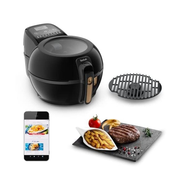 Tefal Actifry & Grill Genius Friteuse sans huile, Fonction grill, 9 menus automatiques, Grille incluse, Livre de recettes num