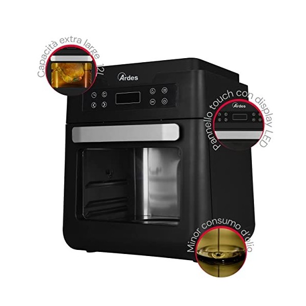 ARDES - AR1KP12000 Friteuse à Air XXL 12 Litres Four Hybride et Grande Friteuse à Air Chaud Programmes Automatiques Minuterie