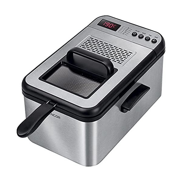 Friteuse avec Contrôle Numérique, 2200 W, Noir/Acier Inoxydable