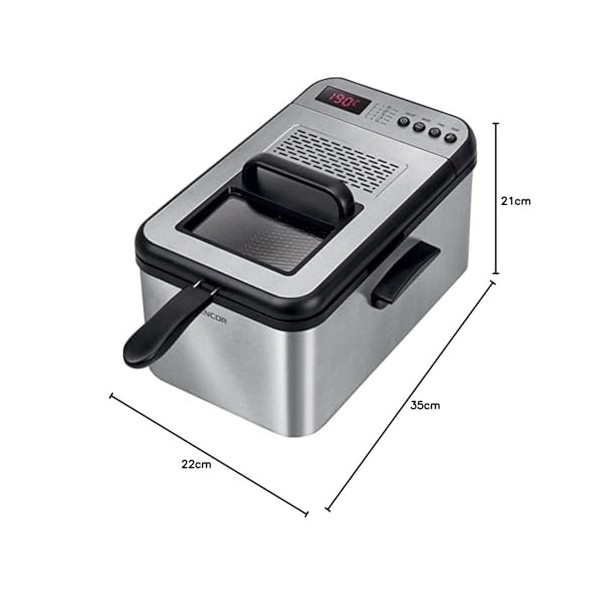 Friteuse avec Contrôle Numérique, 2200 W, Noir/Acier Inoxydable