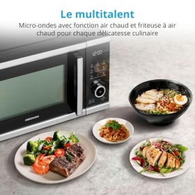 MEDION Micro-onde avec air fryer Friteuse sans huile à air chaud integrée, 25L, 900W, 1500 W air chaud, 10 programmes automa