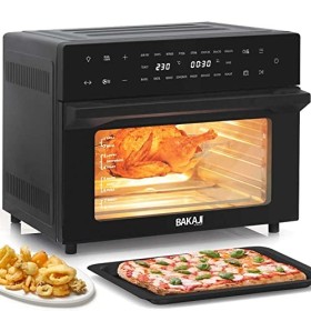 Bakaji Four friteuse à air chaud capacité 30 l 1800 W réfrigérateur grille sèche sans huile Airfryer écran tactile 18 program