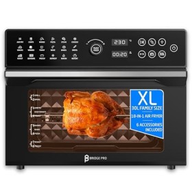 tal Air Fryer Oven with Rotisserie, Full Accessory Set - XL Family Sized 18-in-1 Preset, Dual Cook, Smart Dial, 360° Hot Air 