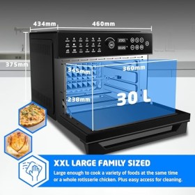 tal Air Fryer Oven with Rotisserie, Full Accessory Set - XL Family Sized 18-in-1 Preset, Dual Cook, Smart Dial, 360° Hot Air 