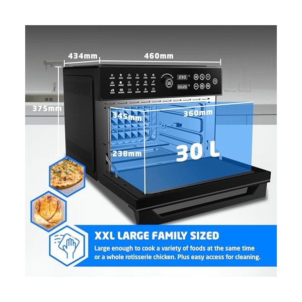 tal Air Fryer Oven with Rotisserie, Full Accessory Set - XL Family Sized 18-in-1 Preset, Dual Cook, Smart Dial, 360° Hot Air 