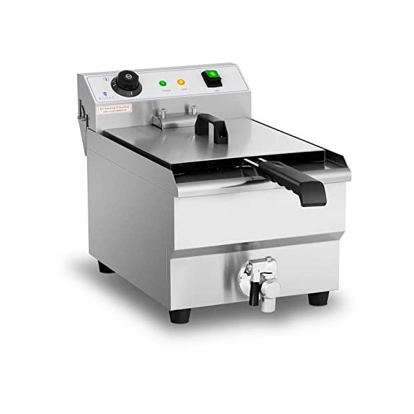 Royal Catering Friteuse Électrique De Restaurant Simple Professionnelle RCEF-13EHB 3 200 W, Capacité Totale De 13L, Volume D