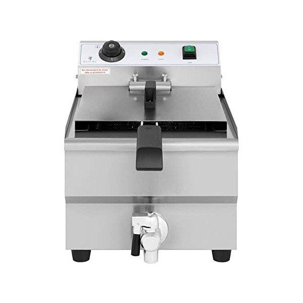 Royal Catering Friteuse Électrique De Restaurant Simple Professionnelle RCEF-13EHB 3 200 W, Capacité Totale De 13L, Volume D