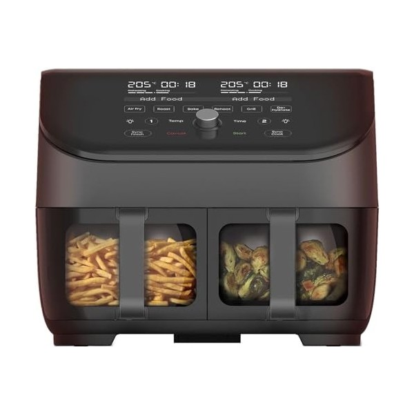 Instant Pot Vortex Plus, Friteuse sans Huile Double Compartiment et Vitre Transparente - 8 Programmes de Cuissons, Friteuse à