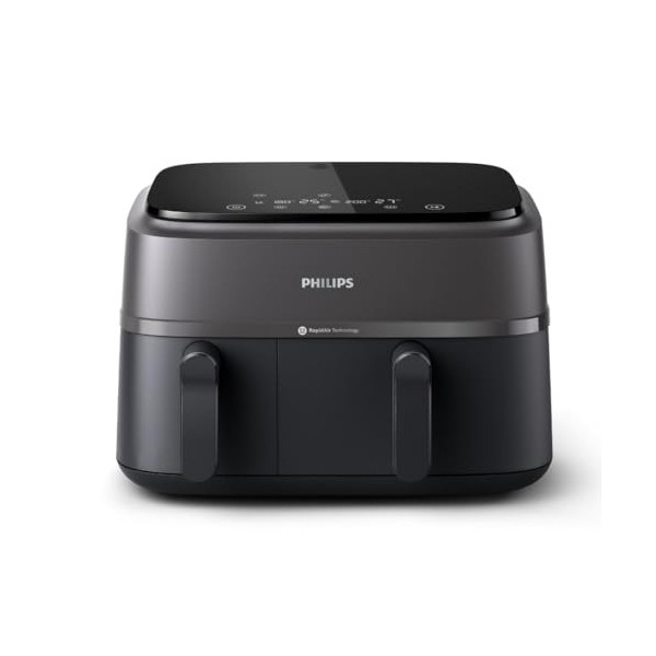 Philips Dual basket Airfryer - Cuisson saine, rapide et polyvalente, capacité de 9 litres, écran tactile, conception à deux t