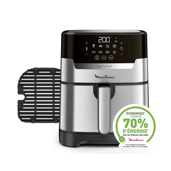 Moulinex Easy Fry & Grill Digital 2-en-1 Friteuse sans huile + grill, Capacité 4,2 L, Jusqu’à 6 personnes, 8 programmes autom