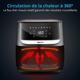MEDION Air Fryer E50 XL Friteuse sans huile à air chaud, capacité 5,7 L, 1700 W, 8 programmes automatiques, ecran tactile di