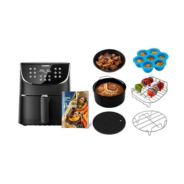 COSORI Friteuse sans Huile 3,5L, Friteuse à Air Chaude avec 11 Programmes, Fonction de Maintien au Chaud & Préchauffage & Acc