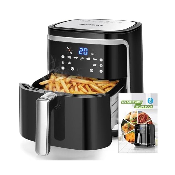 Aigostar Friteuse à air sans huile de 7L, XXL, Jusquà 10 personnes, 1900W. 7 Programmes automatiques, Air Fryer, Ecran tacti