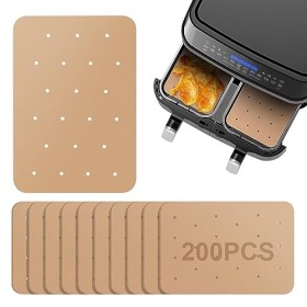 Lot de 200 doublures en papier parchemin pour friteuse à air comprimé Ninja Foodi Dual Air Fryer, papier parchemin anti-adhés