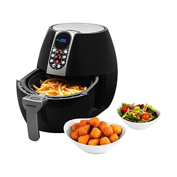 MEDION Air Fryer E10 S Friteuse sans huile à air chaud, capacité 4 L, 1500 W, 8 programmes automatiques, régulation de la te