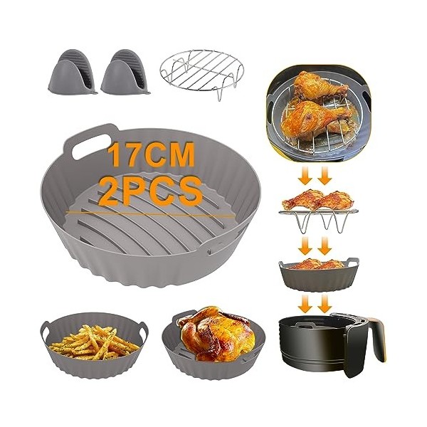 Lot de 5 moules en silicone pour friteuse à air chaud, 20 cm, réutilisables, accessoires pour friteuse à air chaud de 3 à 5 l